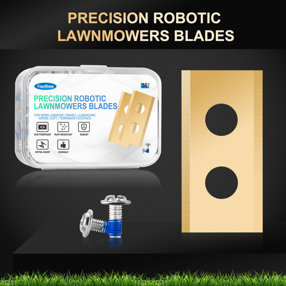 FourShow blades displayed in tidy garden setting showing improved lawn appearance benefit
