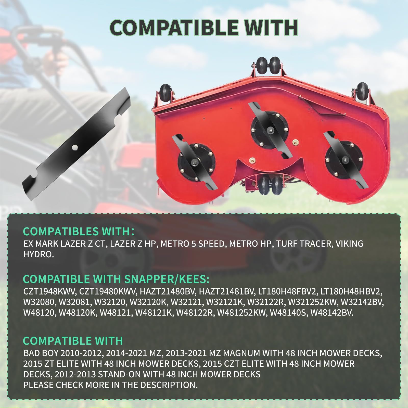 Fourtry blade dimensions and 5/8-inch center hole view for easy compatibility check