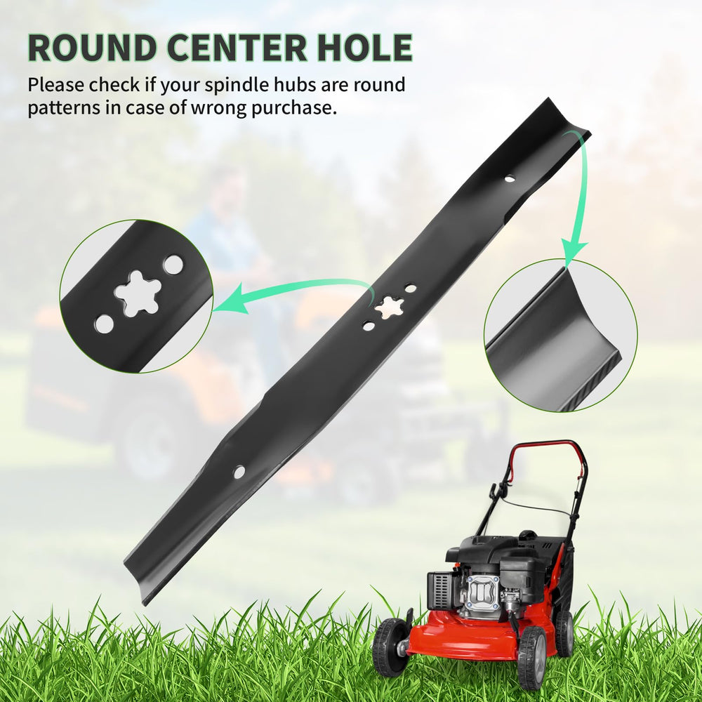 Fourtry blade center hole and measurements view verifying 0.97 inch fit