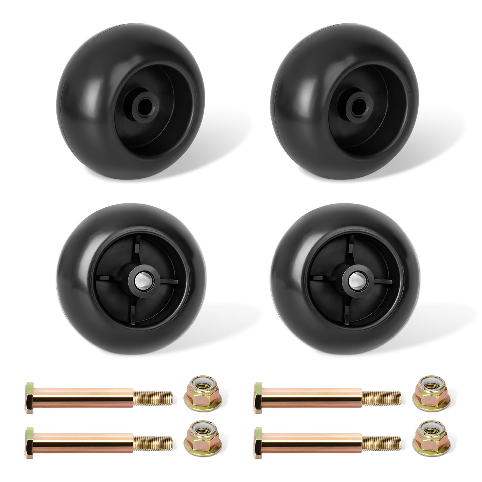 Fourtry front view of four deck wheels showing complete replacement set benefit