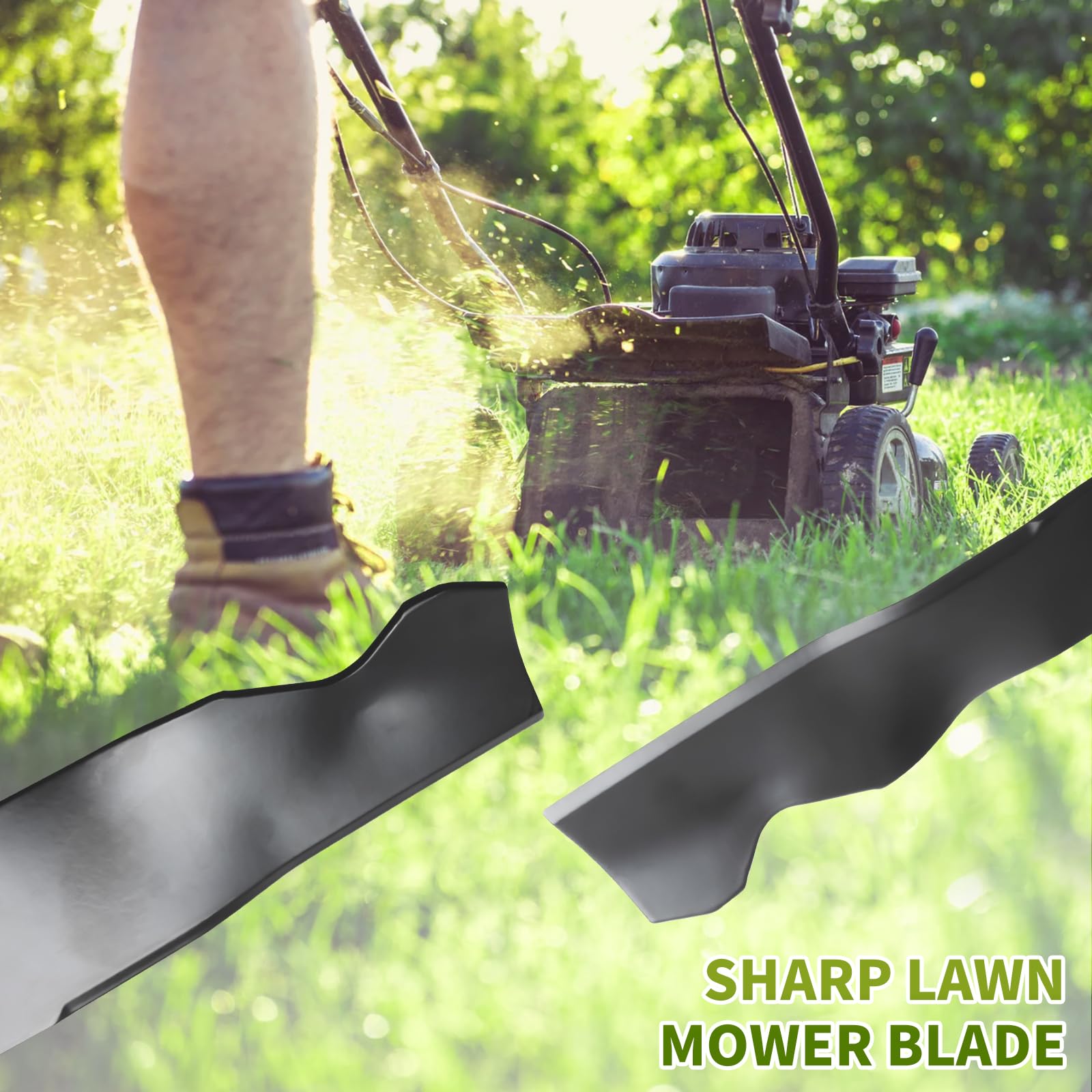 Fourtry blade in garden setting showing even grass cut and yard-ready benefit
