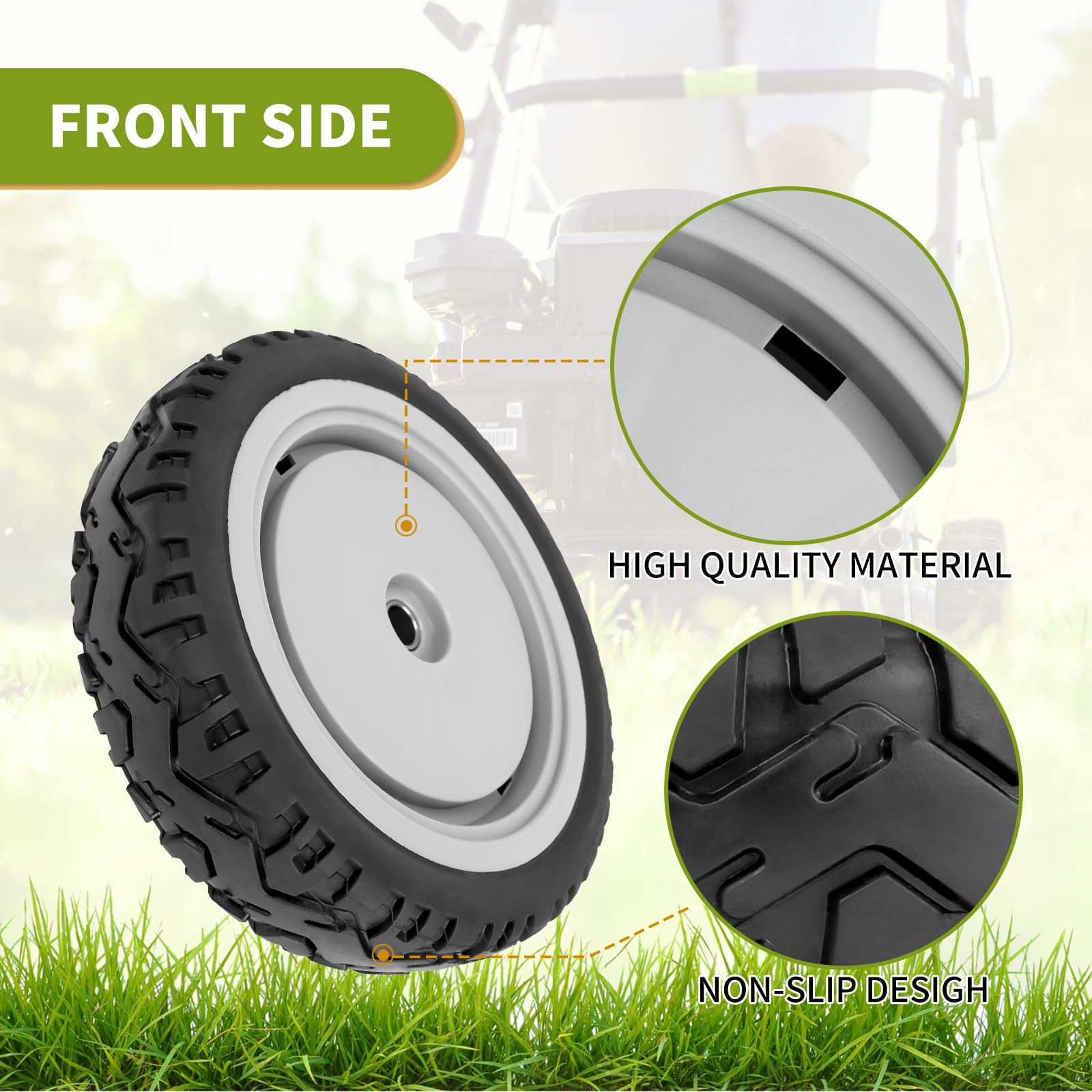 Fourtry detailed rubber tread offering improved traction on grass