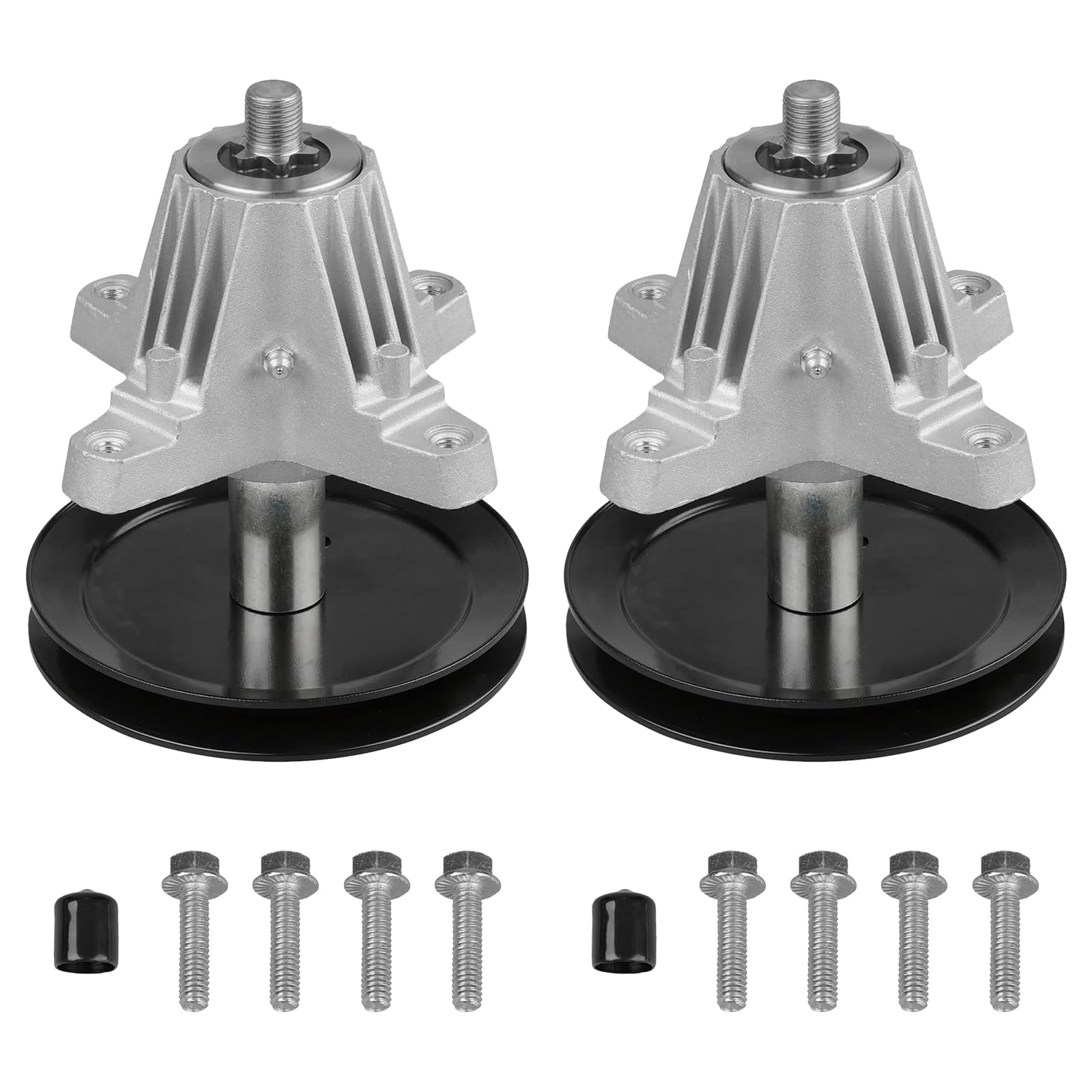 Fourtry spindle front view showing mounting holes and shaft for accurate fit