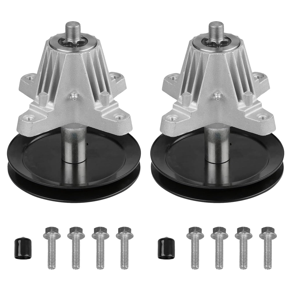 Fourtry spindle front view showing mounting holes and shaft for accurate fit