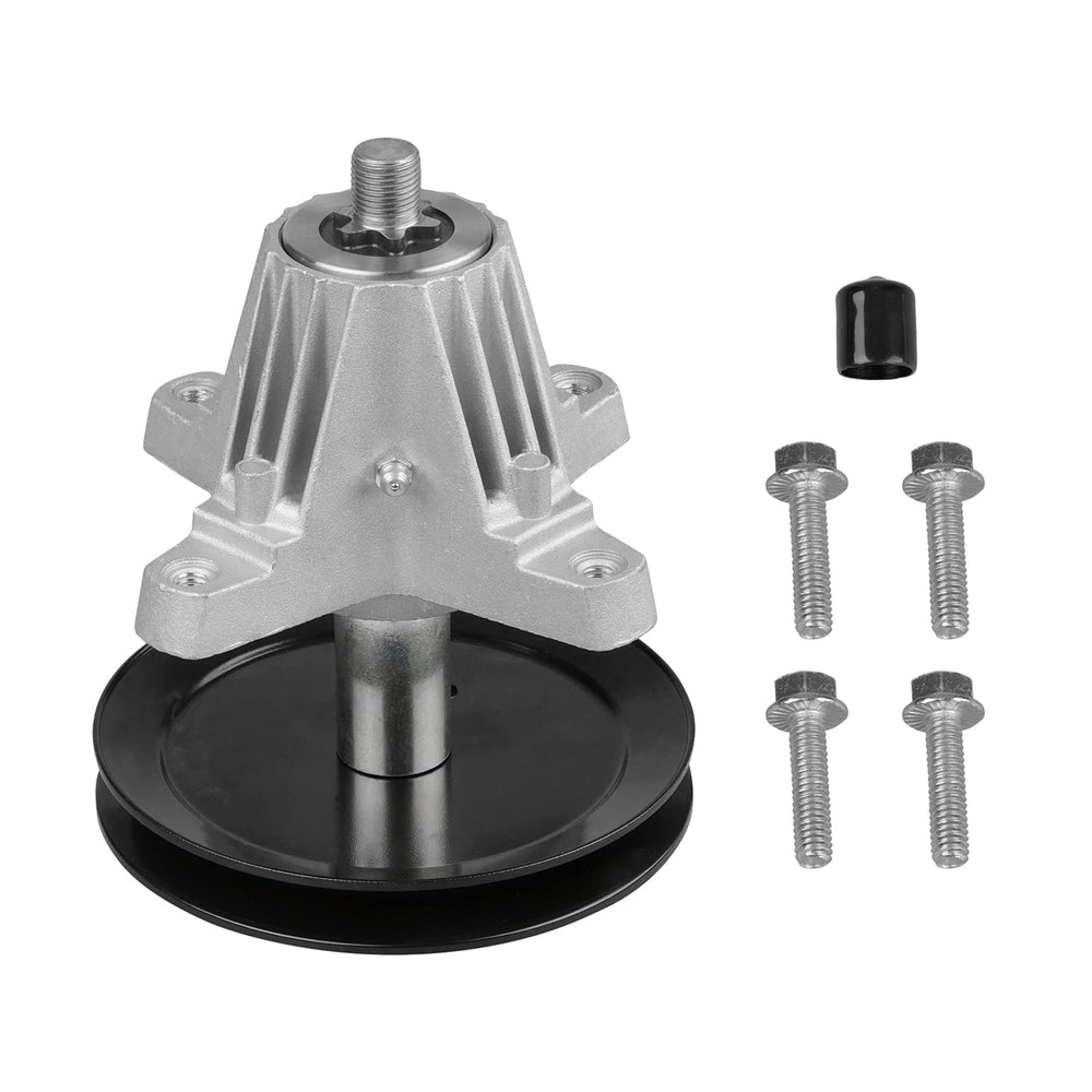 Fourtry spindle front view showing hub and mounting holes for easy OEM replacement