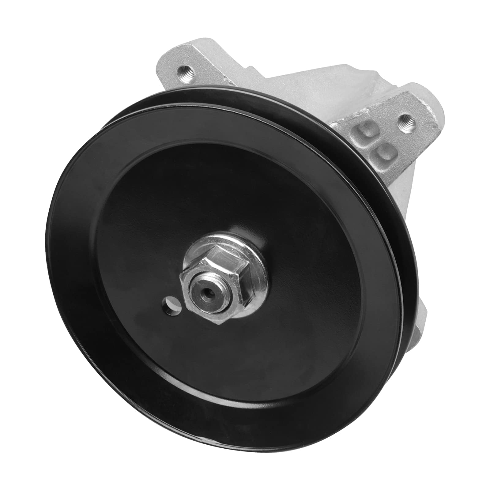 Fourtry spindle installed on mower deck demonstrating direct replacement fit