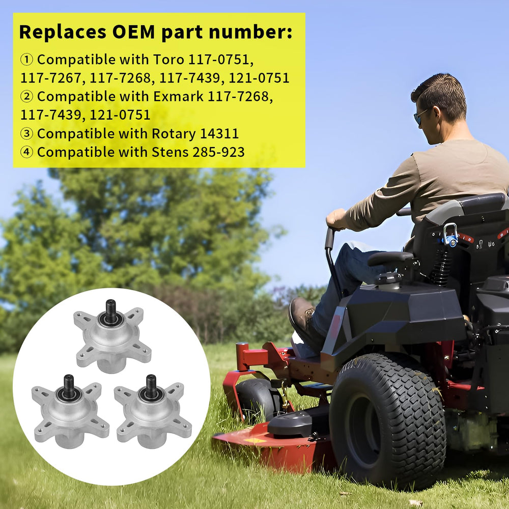 Fourtry spindle on zero-turn mower in lawn setting improving cutting performance