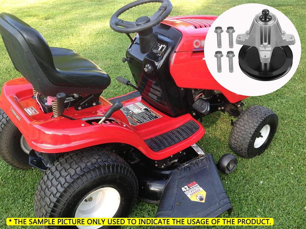 Fourtry spindle mounted on mower deck to illustrate direct-fit installation benefit