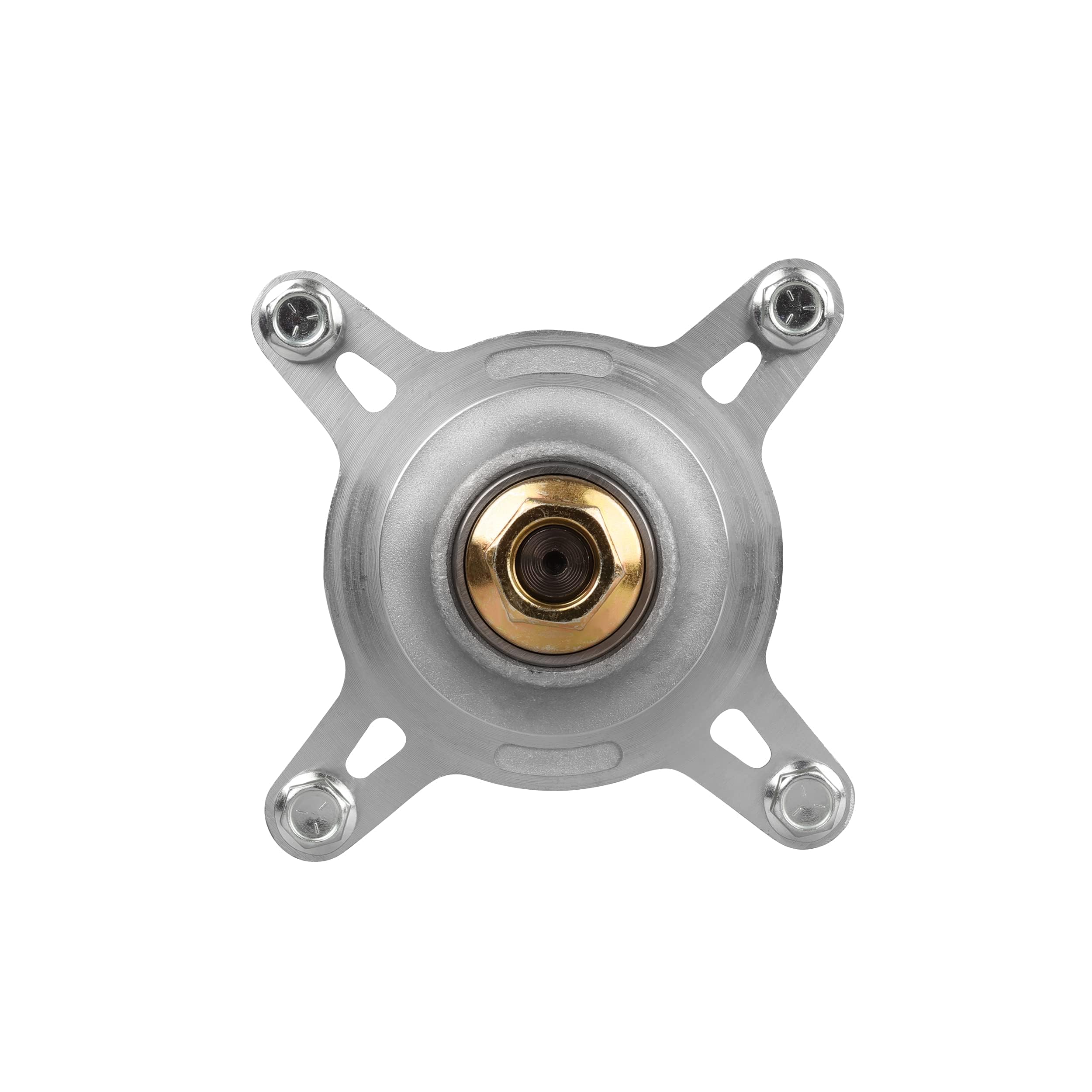 Fourtry spindle next to ruler illustrating 5.43 inch hole spacing and height for fit accuracy