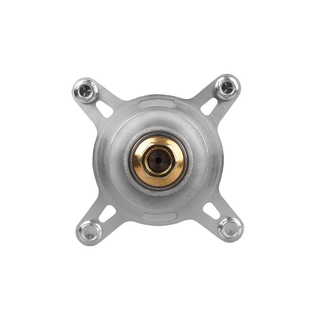 Fourtry spindle next to ruler illustrating 5.43 inch hole spacing and height for fit accuracy