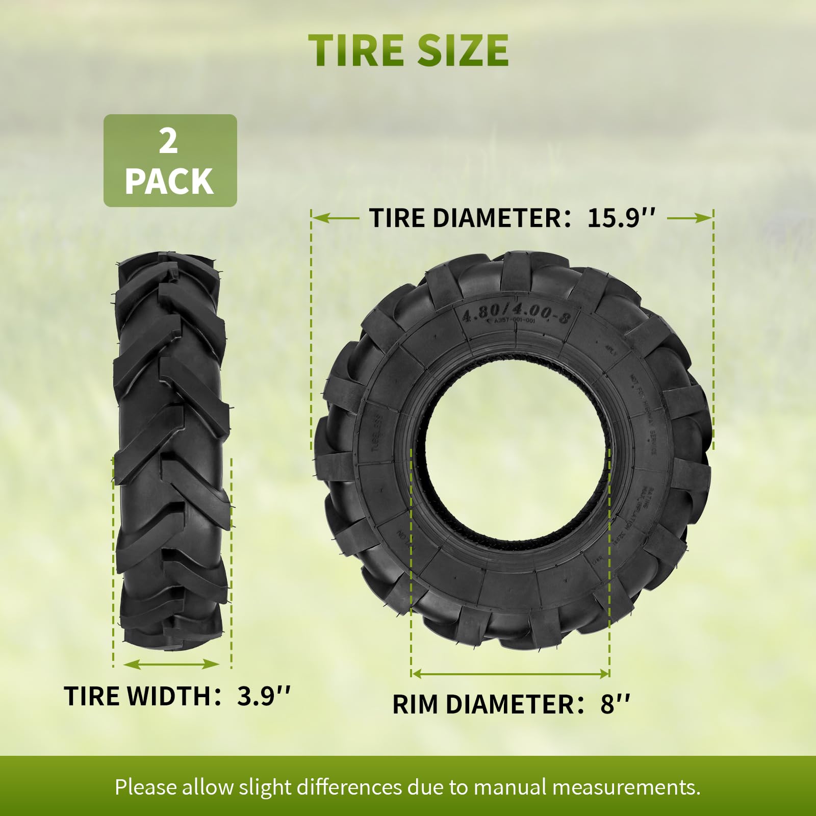 Fourtry close-up of deep-lug tread highlighting improved traction on turf