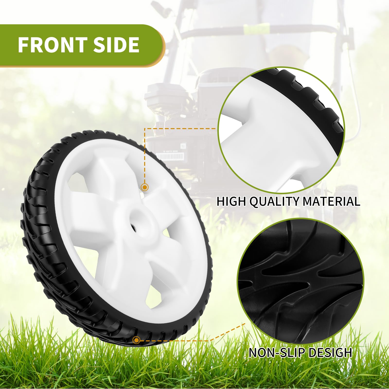Fourtry wheel side profile showing integrated metal bushing for smooth rotation