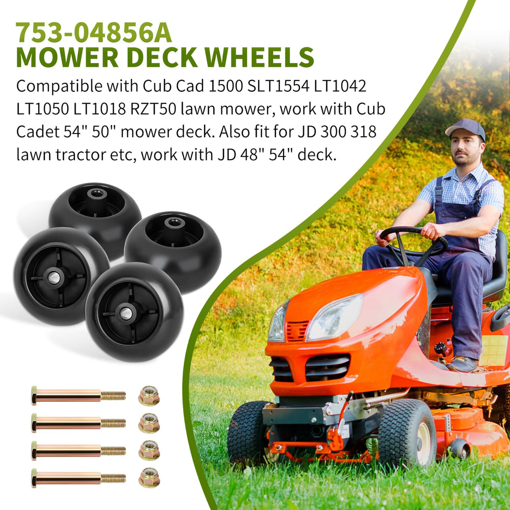 Fourtry deck wheels installed while mowing illustrating smooth tracking