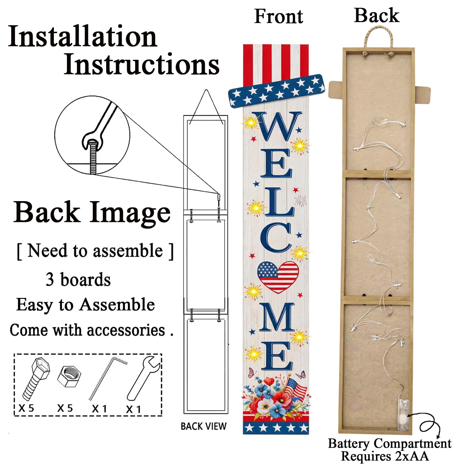 Foutcheou hanging hardware and battery pack for quick installation