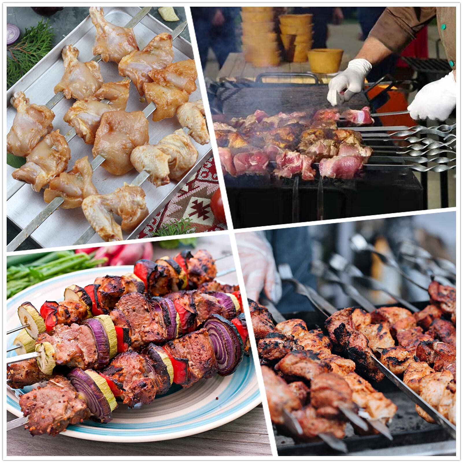 FOWUTAS skewers beside a ruler showing 22-inch length for large foods