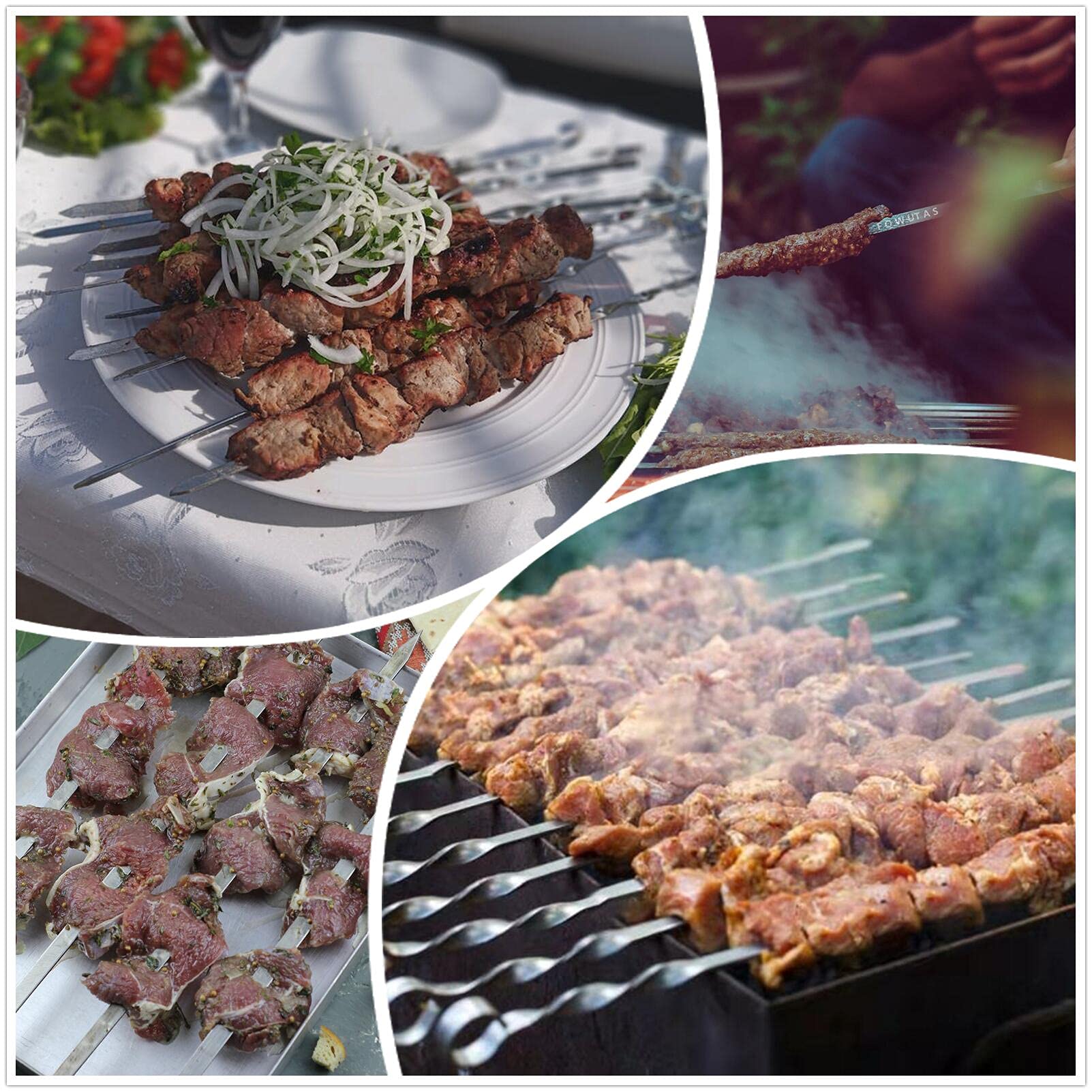 FOWUTAS skewers loaded and grilling kebabs, even cooking benefit