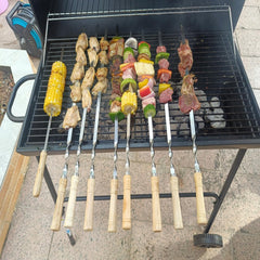 FOWUTAS skewers on grill in use demonstrating even cooking benefit