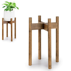 Fox & Fern bamboo stand front view showing clean mid-century look and sturdy base