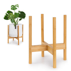 Fox & Fern front view of bamboo plant stand showing clean silhouette and stability