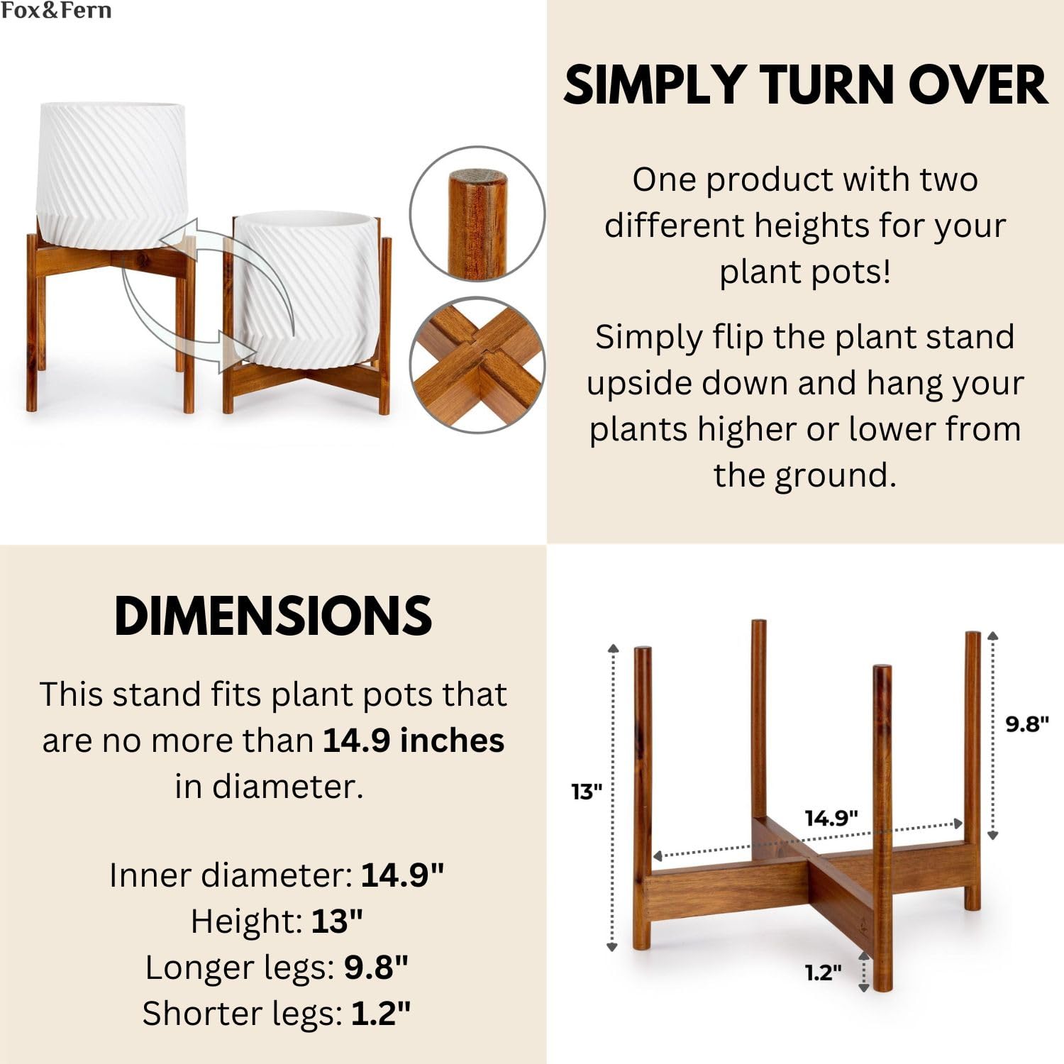 Fox & Fern plant stand styled in a living room showing decor-enhancing benefit