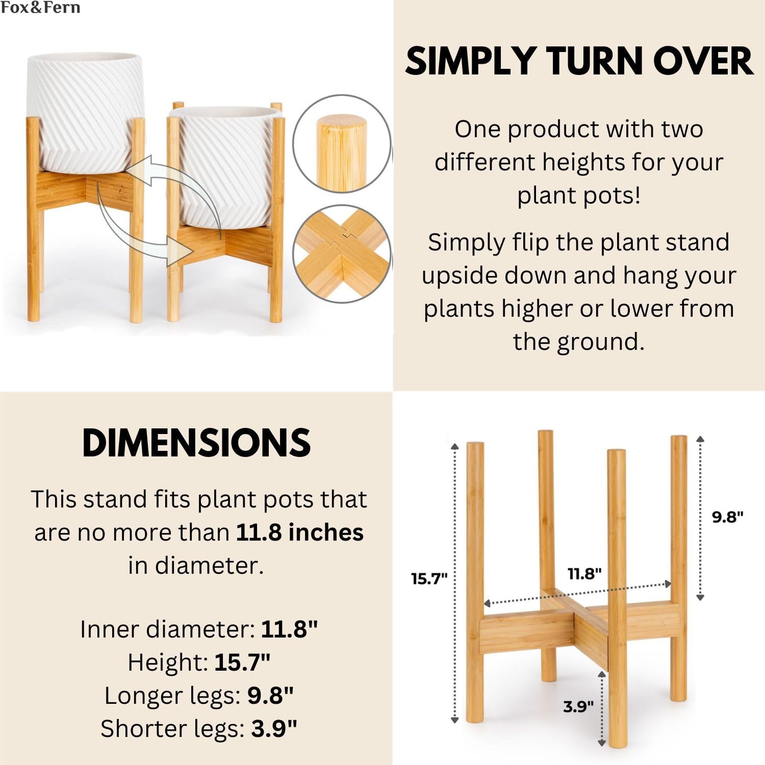 Fox & Fern side profile showing slim mid-century legs for space-saving use