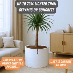 Fox & Fern planter removable drainage plug detail for easy indoor or outdoor water control