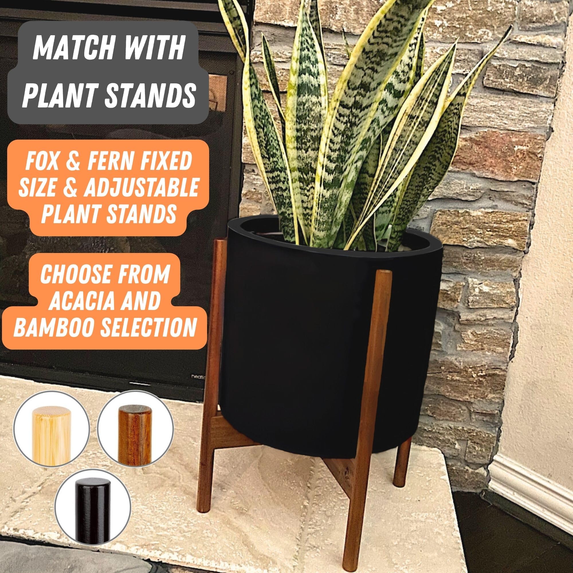 Fox & Fern planter in patio lifestyle shot showing outdoor durability and weather-resistant benefit