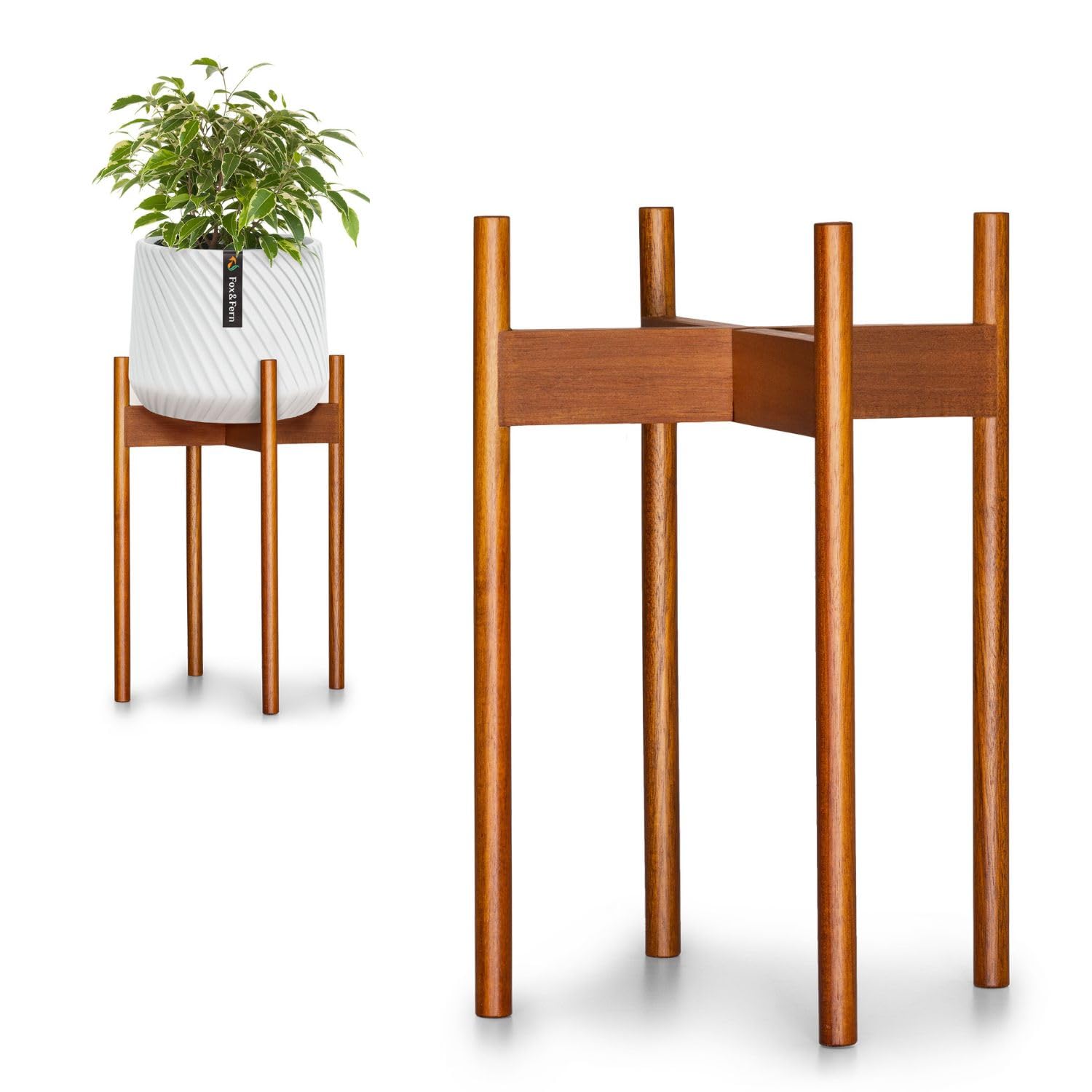 Fox & Fern soporte frente mostrando formas mid century y estabilidad