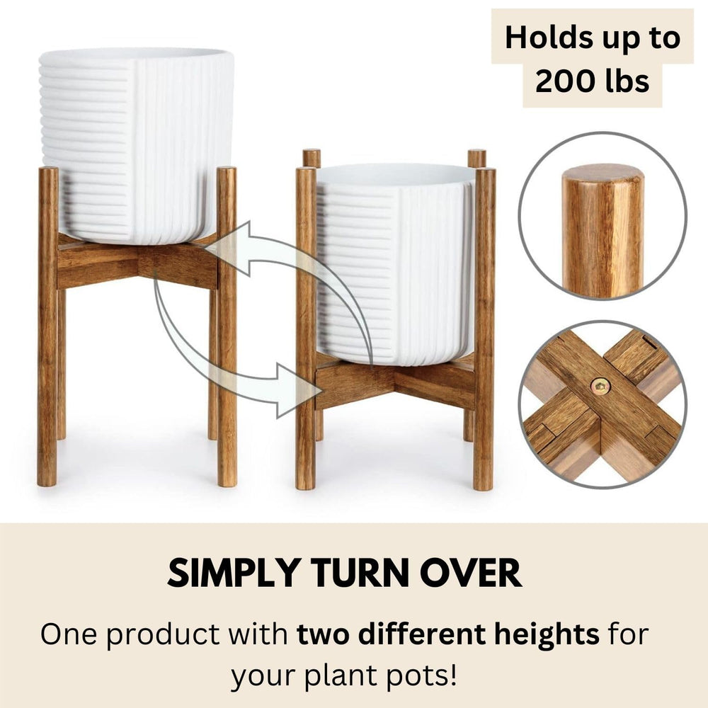 Fox & Fern stand shown upside down displaying two height options for versatile styling