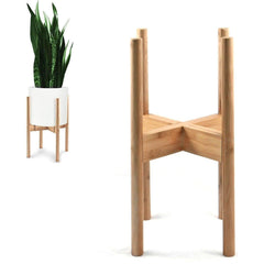 Fox & Fern front view of bamboo stand adds warmth and stable display