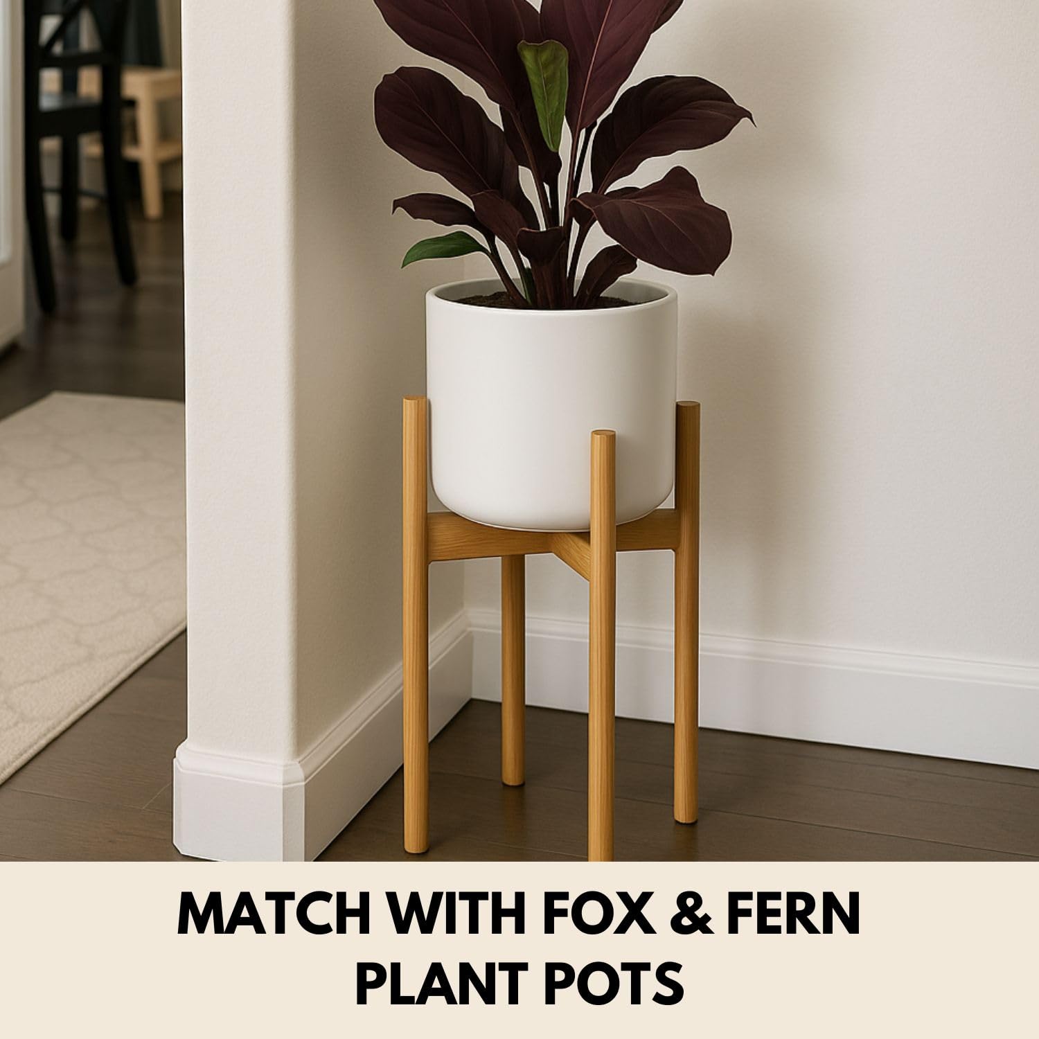 Fox & Fern stand inverted to show taller pot compatibility and flexible display