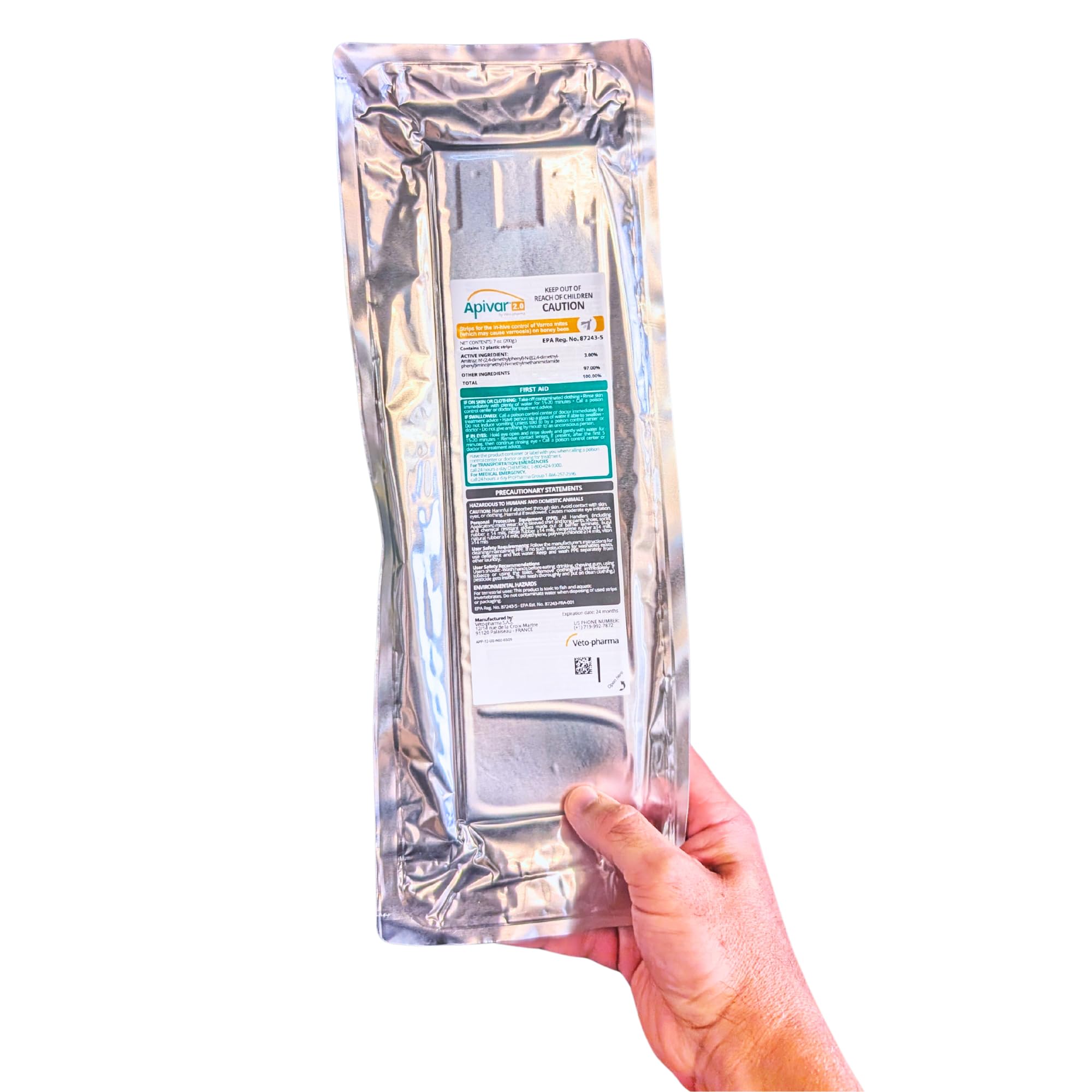 Foxhound Bee Company close-up of Apivar polymer strip texture highlighting controlled-release benefit