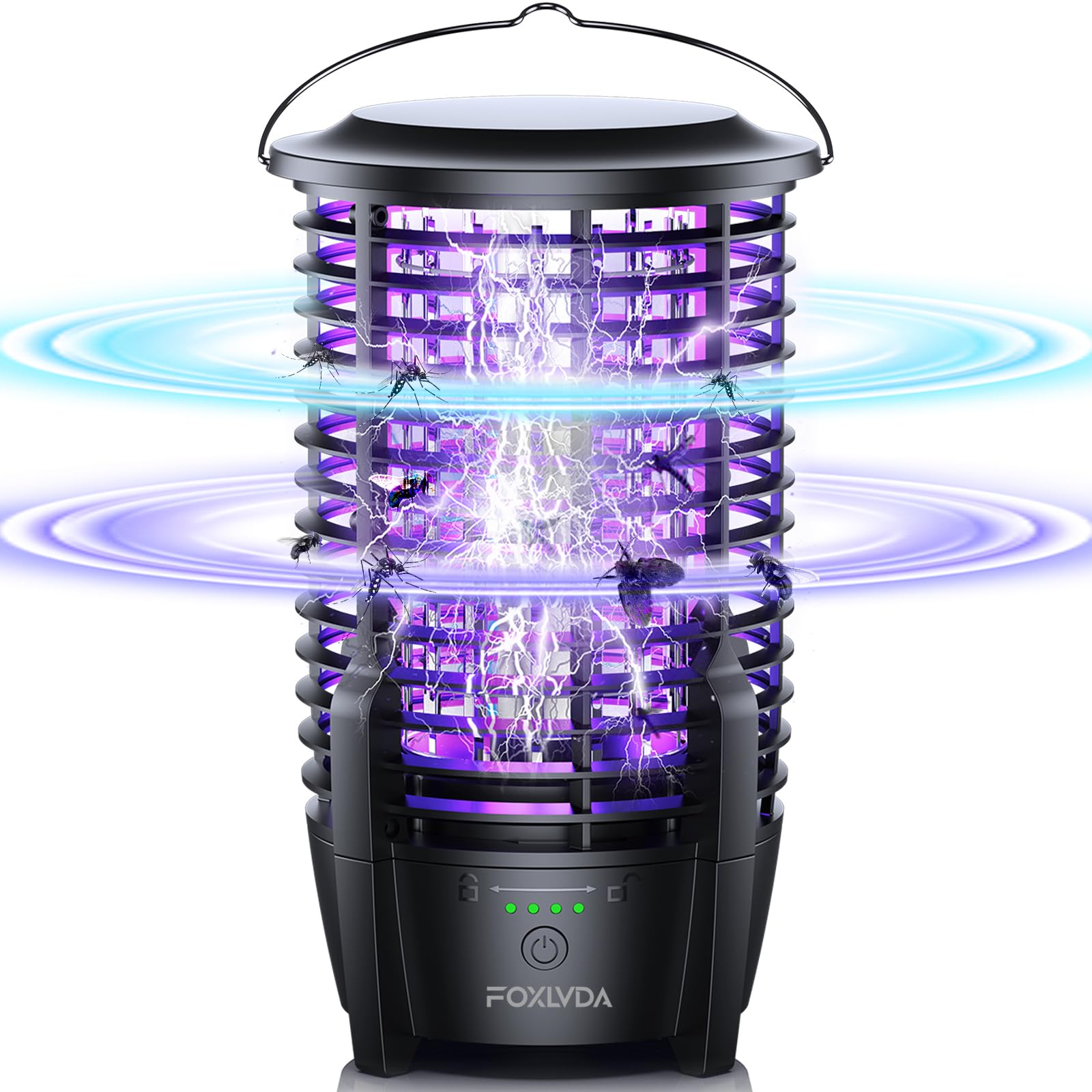 FOXLVDA front view showing LED night light and insect grid for bright protection