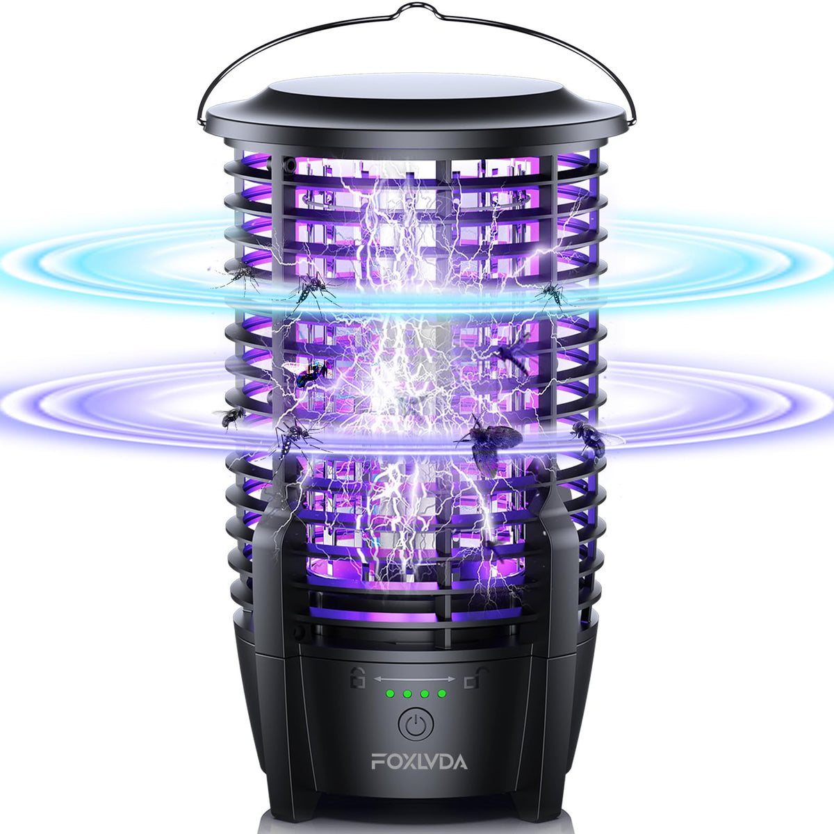 FOXLVDA front view showing LED night light and insect grid for bright protection