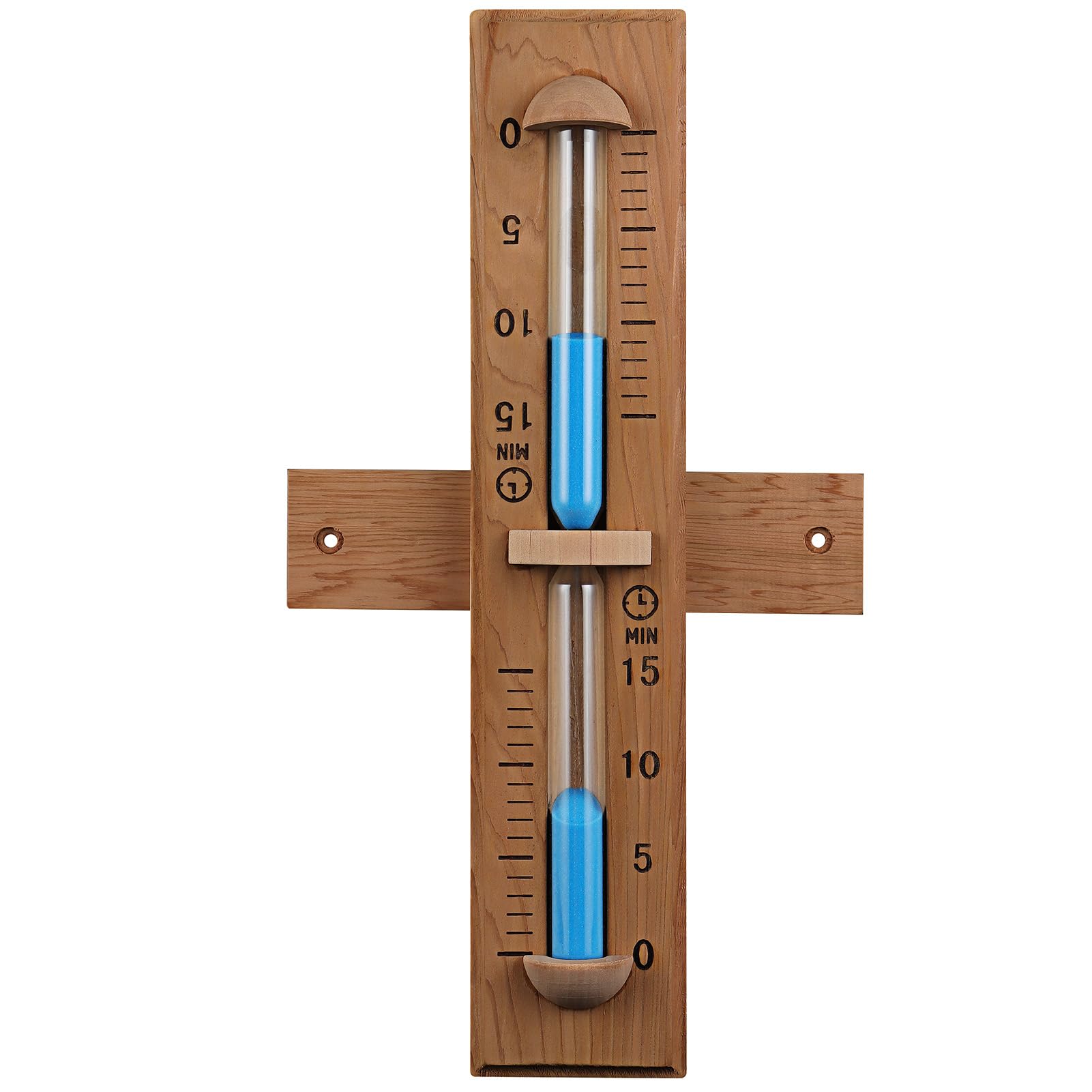 Foxyoo front view timer showing cedar body and hourglass, durable and attractive