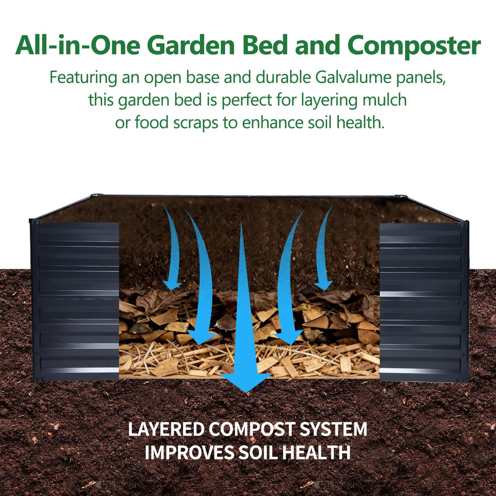 FOYUEE deep planter filled with soil and vegetables demonstrating space for root crops