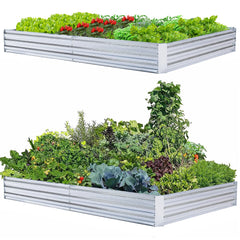 FOYUEE pack frontal mostrando dos camas elevadas y espacio para cultivo