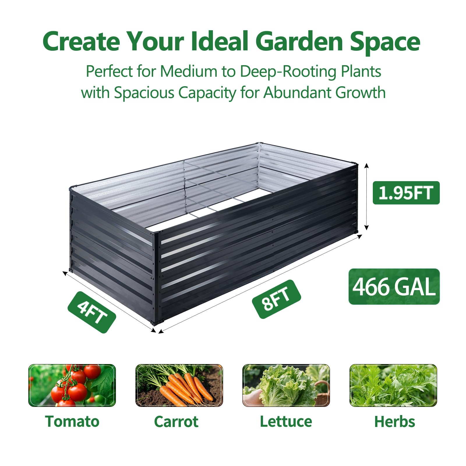 FOYUEE side view comparing waist-high bed to a person for ergonomic gardening comfort