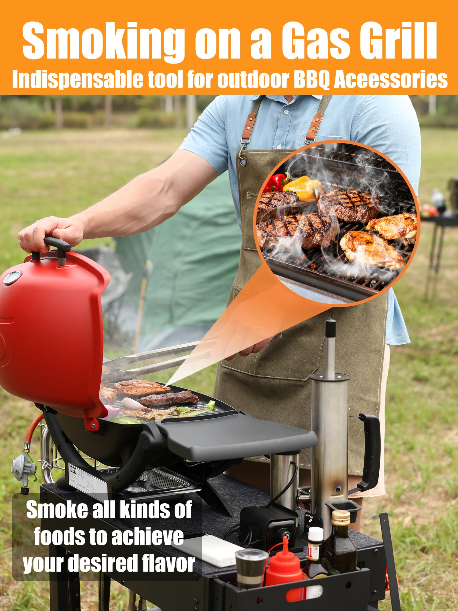 FOZHUANWU installed inside grill demonstrating easy fit and enhanced smoke flavor