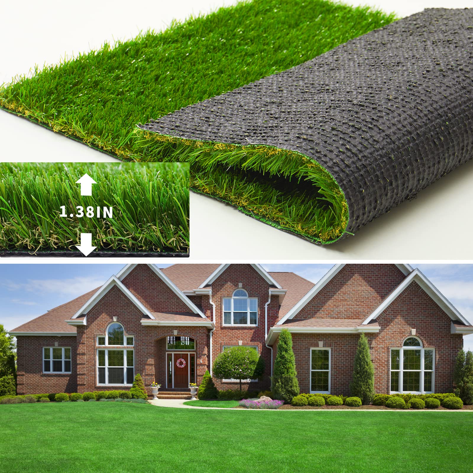 FREADEM front view of 4x6 turf mat showing lush green lawn benefit