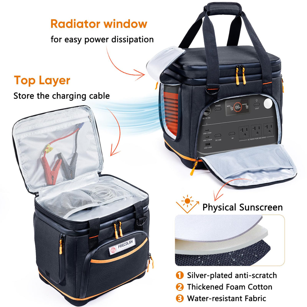 FRECOLSH bag in use with Jackery charging inside for hands-free power