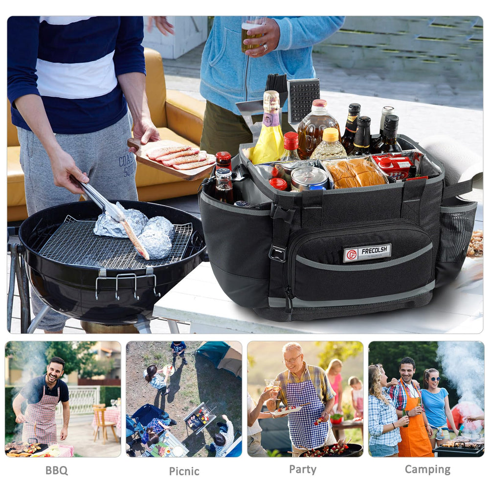 FRECOLSH open caddy with removable inserts organizing utensils, sauces, and plates efficiently