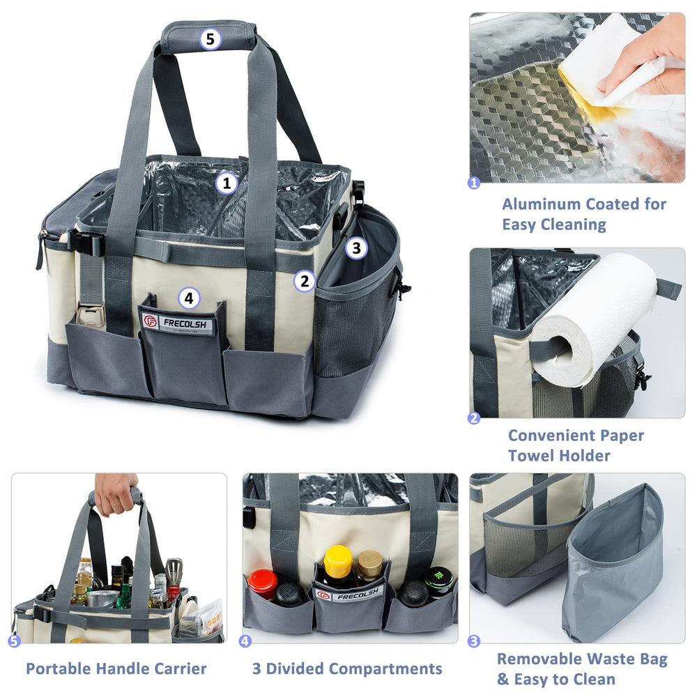 FRECOLSH interior divider and mesh pockets organizing utensils