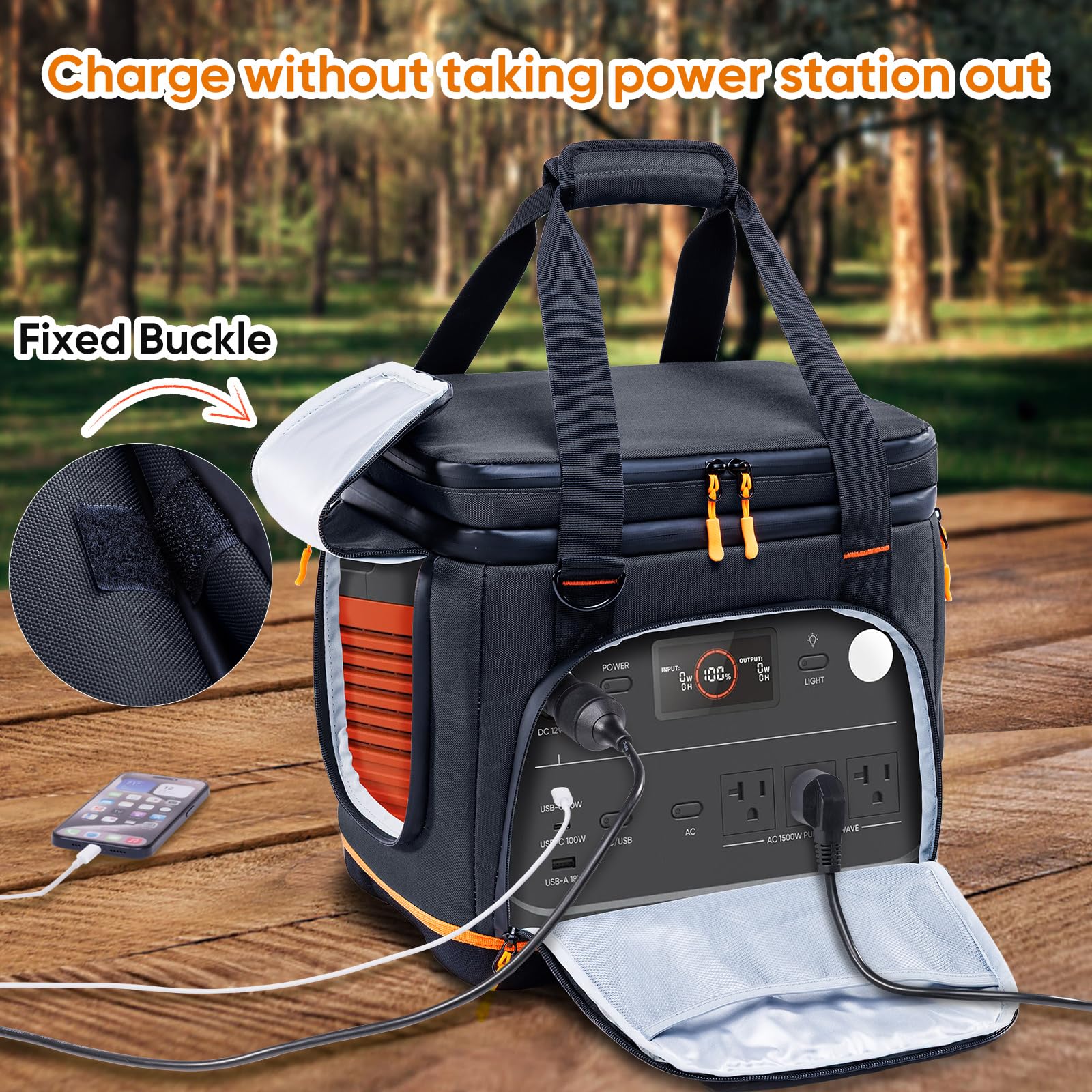 FRECOLSH interior pockets organizing cables and adapters efficiently