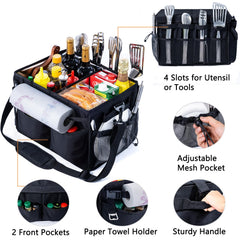 FRECOLSH side pockets and paper towel holder offering quick-access organization