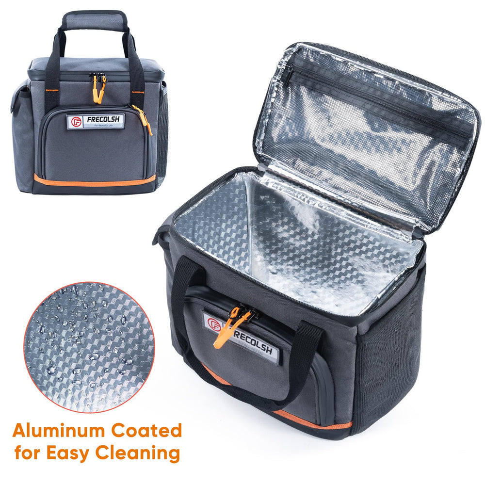 FRECOLSH top open showing interior pockets for organized accessories