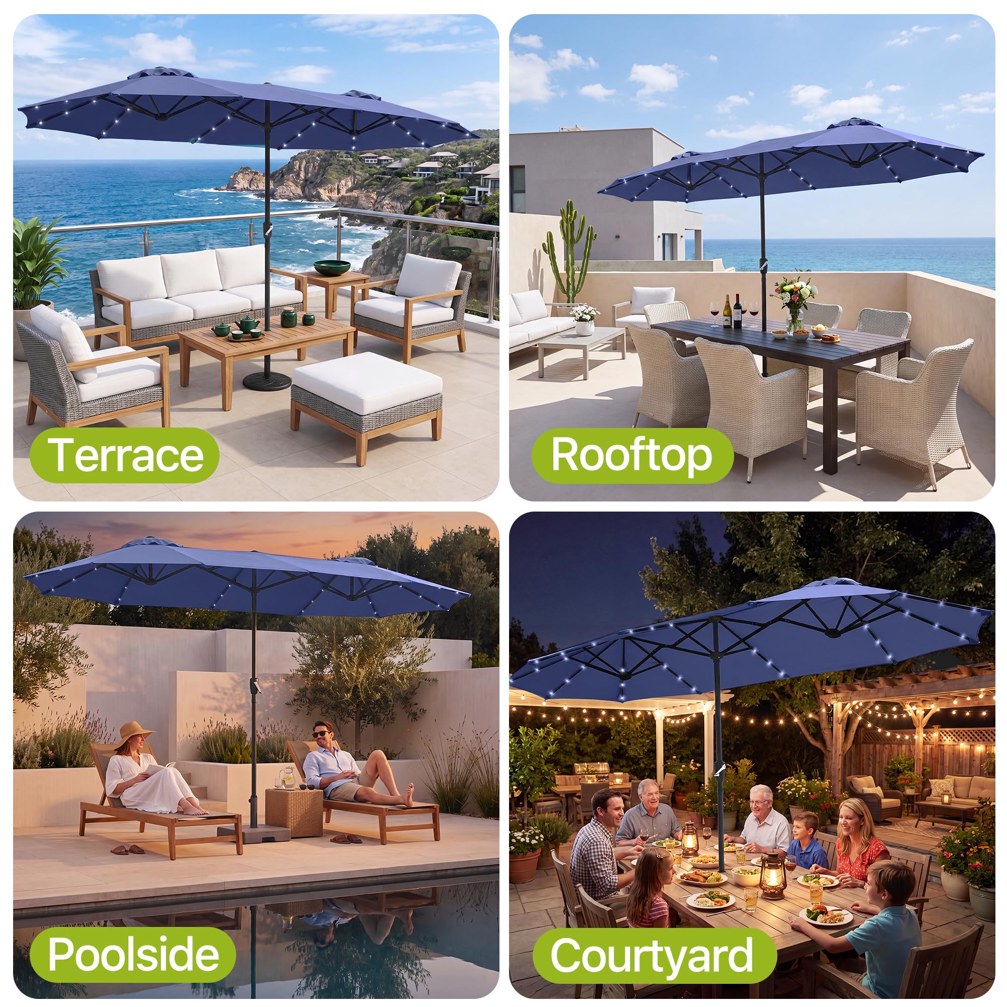 FREE SOLDIER installed over patio dining set enhancing outdoor entertaining