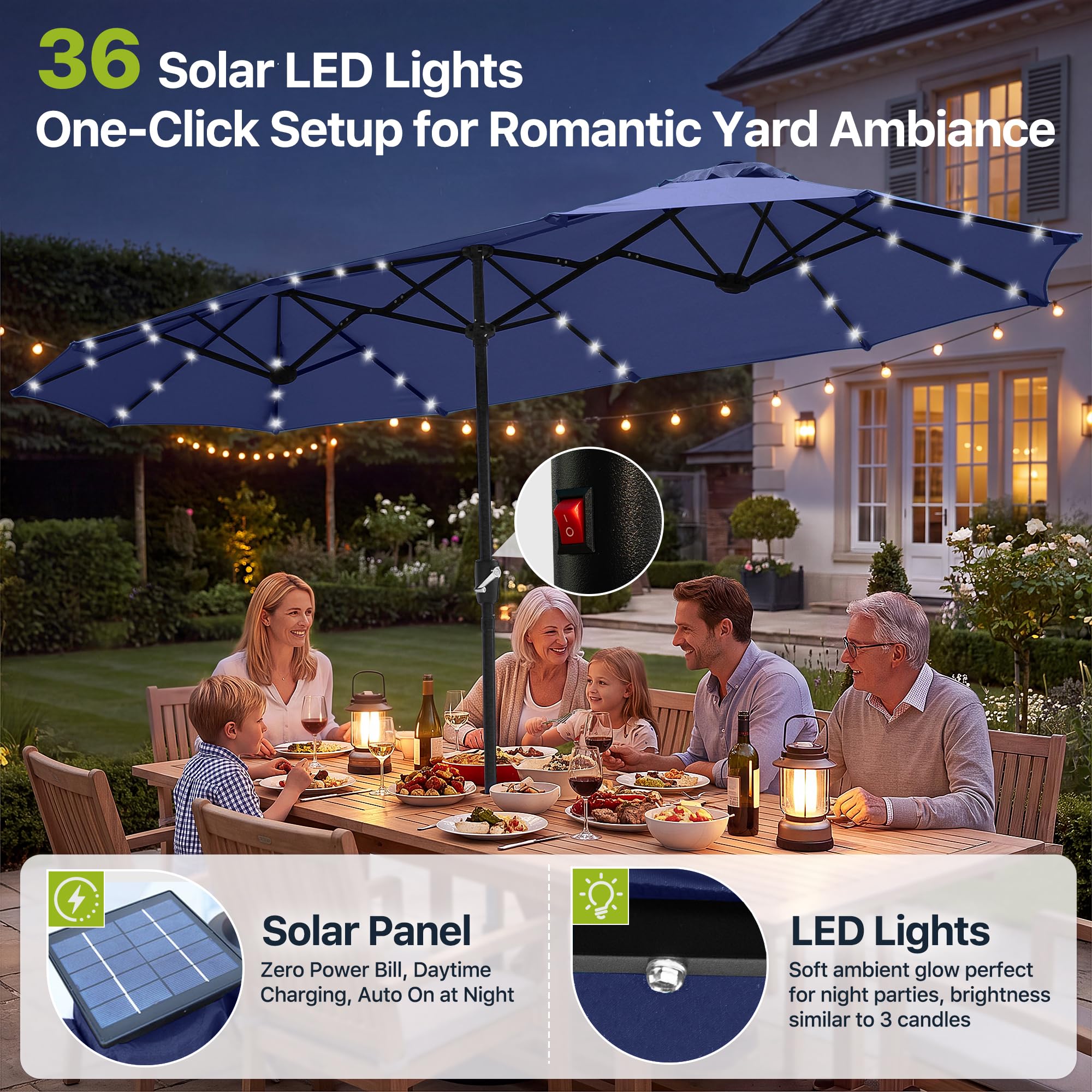 FREE SOLDIER canopy lit at night illustrating gentle evening illumination