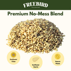 FREEBIRD close-up of shelled peanuts and sunflower hearts showing texture and quality