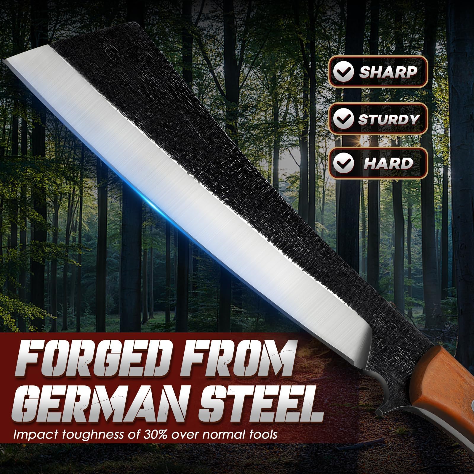 Freelander blade edge detail highlighting high-carbon steel strength and sharpness
